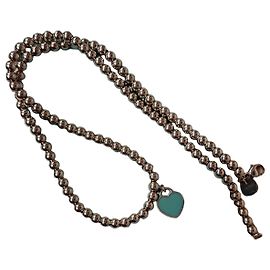 Colar Tiffany & Co. Return to Tiffany Bead Heart em Prata Turquesa Hardware prateado
