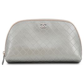 Pochette de sac à main en cuir Matelassé Chanel Argenté