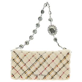 Clutch Miu Miu Crystal Fur Medium Branco