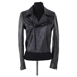 Veste en cuir noire Maje Taille S Noir