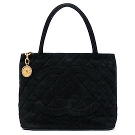 Tote Chanel Medallion em veludo preto Preto