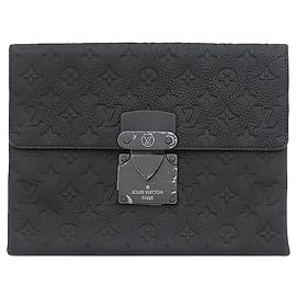 Bolsa de Mão Clutch Louis Vuitton Monogram Shadow S Lock Preta Preto