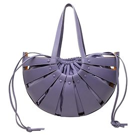 Bolsa The Shell Medium em couro de bezerro roxa Bottega Veneta Roxo