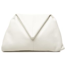 Clutch angular BV Trine de cuero blanco Bottega Veneta Blanco