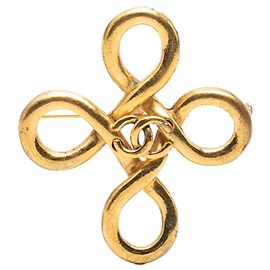 Chanel CC vergoldete Infinity-Knoten Anstecknadel Brosche Golden