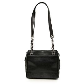 Tote Chanel Triple CC Caviar Preta Preto