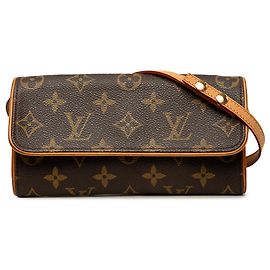 Borsa a tracolla Louis Vuitton Monogram Pochette Twin PM Marrone Marrone