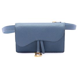 Blue Dior Grained Calfskin Saddle Belt Pouch Blue