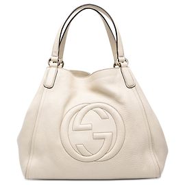 Tote Gucci Soho Cellarius Médio em Pele de Bezerro Branca Branco