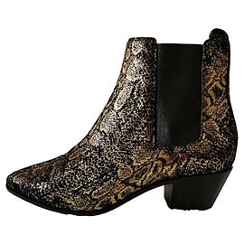 Autre Marque Saint Laurent Rock Chelsea Boots Python-Print Schwarz Gold Schwarz Golden
