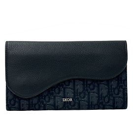 Portafoglio a lunga patta Christian Dior in tela nera Nero