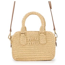 Borsa in rafia crochet Miu Miu Arcadi Marrone