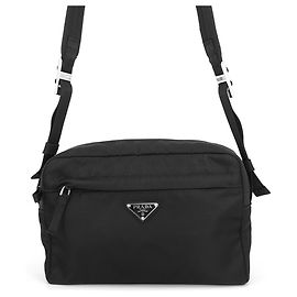 Prada Schultertasche aus schwarzem Nylon Schwarz