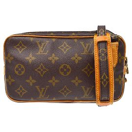 Louis Vuitton Pochette Marly Bandouliere Monogram Canvas Medium Marrone