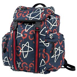 Sac à dos Gucci Sherry Line en nylon Rouge Bleu Marine