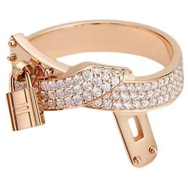 Hermès Kelly Gavroche Rose Gold and Diamond Ring Golden