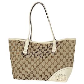 Saco Tote Gucci New Brit Branco Bege