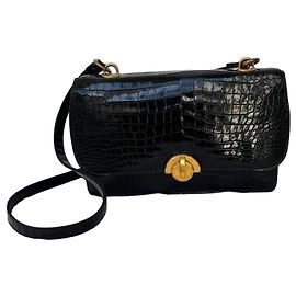 Hermès Demi-Lune Black Crocodile Shoulder Bag Black