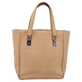 Chanel Chocolate Bar Coco Mark Leather Beige