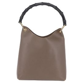 Gucci Vintage Bamboo Hobo Leather Marrone