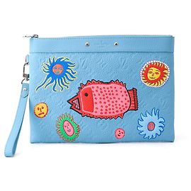 Pochette Louis Vuitton Monogram Taurillon Bleu