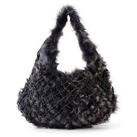 Bottega Veneta Leather Shoulder Bag Black Purple