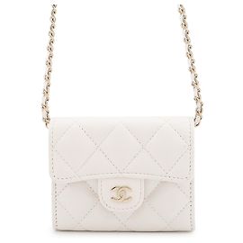 Portefeuille à chaîne/épaule Chanel White Blanc