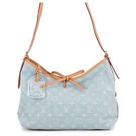 Louis Vuitton Monogram Denim Schultertasche Hellblau
