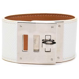 Bracelete Kelly Dog em Epsom prateado e paládio Hermès Prata