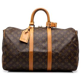 Borsa da viaggio Louis Vuitton Monogram Keepall Bandouliere 45 Marrone Marrone