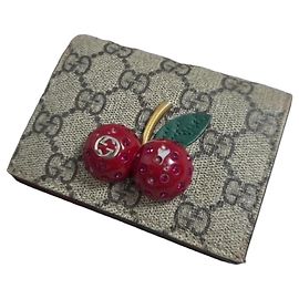 Gucci GG Supreme Cherry Wallet Brown