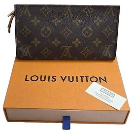 Louis Vuitton Monogram Canvas Zip Clutch Bag Brown