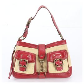 Bolso de hombro Coach Legacy Hobo de cuero Roja Beige