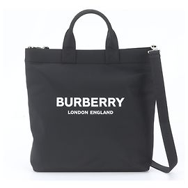 Burberry Logo Print Artier Leather 2-Way Shoulder/Tote Bag Black