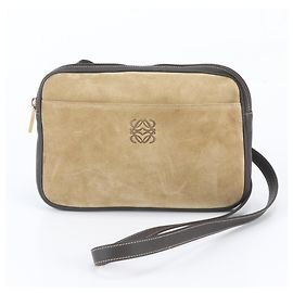 Sac à épaule en cuir Anagram Loewe Marron Beige
