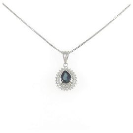 Autre Marque Collier en Pt900 Pt850 Saphir et Diamant Bleu