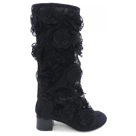 Chanel HIGH BOOTS Embroidery&Grogram Boots Black