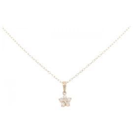 Autre Marque Collier Au750 Fleur et Diamants Rose