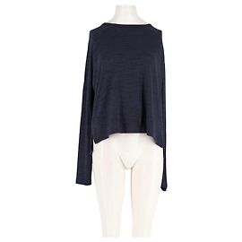 Rag & Bone Navy Blauer Wolle Cropped Pullover Gerade Marineblau