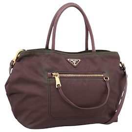 PRADA Sac Tote Nylon 2way Bordeaux Gold Autre
