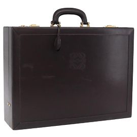 LOEWE Trunk Leather Dark Brown Gold Tone Otro