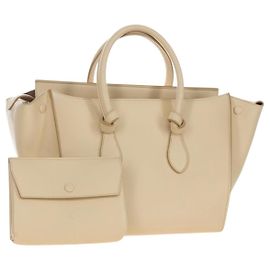 Céline CELINE Tie bag Hand Bag Leather Beige Gold Tone Altro