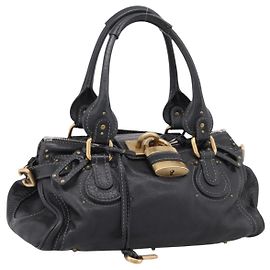 Chloé Sac à main Chloe Paddington en cuir noir et or Autre
