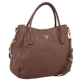 Bolso PRADA Vittero Dino Leather 2way Brown Gold Otro