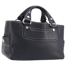 Céline CELINE Boogie Bag Sac à main Cuir Noir Argent Autre
