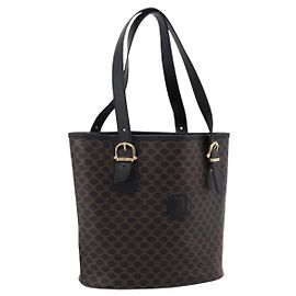 Céline CELINE Macadam Canvas Tote Bag PVC Leather Black Gold Altro