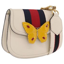 GUCCI Sherry Line Shoulder Bag Leather Ivory Gold Altro