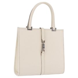 GUCCI Jackie Hand Bag Leather White Silver 002 1065 Outro