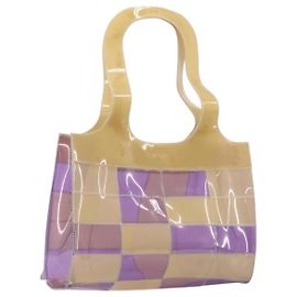 CHANEL Tote Bag Vinyle Beige Violet CC Autre