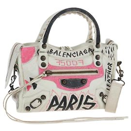 Balenciaga Graffiti The City Mini Bag Cuir 2way White 300295 Autre